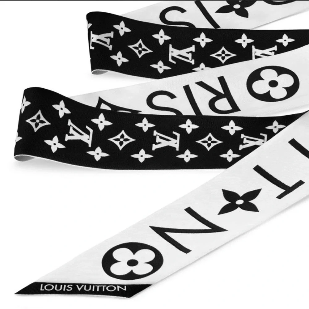Louis Vuitton Black and White Monogram Silk Bandeau